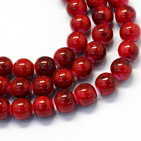 Honeyhandy Baking Painted Glass Round Bead Strands, FireBrick, 8.5~9mm, Hole: 1.5mm, about 105pcs/strand, 31.8 inch