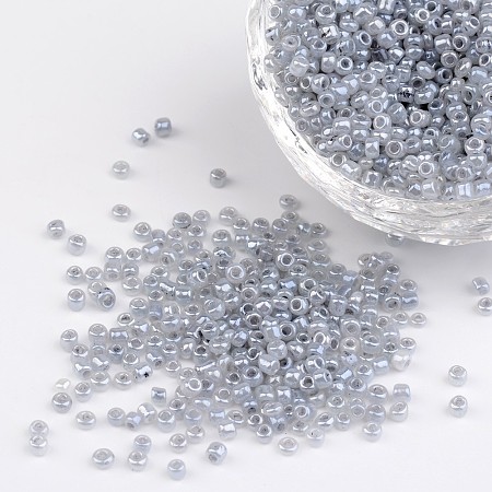 Honeyhandy 12/0 Ceylon Round Glass Seed Beads, Dark Gray, Size: about 2mm in diameter, hole:1mm, about 3303pcs/50g