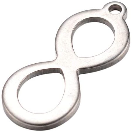 UNICRAFTABLE About 50pcs Stainless Steel Charms Infinity Pendants Small Hole Charms for Necklace Making 19.5x8x1mm, Hole: 1mm
