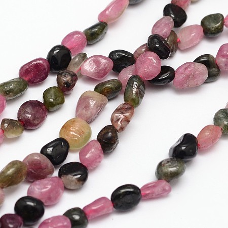 ARRICRAFT Nuggets Natural Tourmaline Beads Strands, 5~8x5~8mm, Hole: 1mm, about 15.5 inches