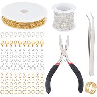 Arricraft 1265 Pcs Jewelry Making Chains Kit, Includes Twisted Chains, Lobster Claw Clasps, Jump Rings, Plier, Tweezer and 1 Pc Assistant Ring for Necklace Repairs Jewelry Making