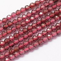 Honeyhandy Natural Garnet Beads Strands, Faceted, Round, 2mm, Hole: 0.4~0.5mm, about 181~210pcs/strand, 15.4 inch(39.2cm)