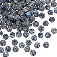 OLYCARFT 94pcs Natural Frosted Agate Beads 8mm Dyed Black Crackle Agate Beads Matte Agate Gemstone Energy Stone Round Loose Beads for Bracelet Necklace Jewelry Making