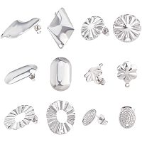 UNICRAFTALE 24pcs 6 Styles Stainless Steel Earring Studs Hypoallergenic Earring with Loop Metal Earrings Posts with Ear Nut for DIY Jewelry Making Pin 0.7mm