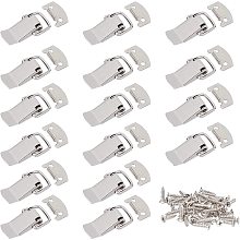 CHGCRAFT 16 Sets Iron Small Spring Toggle Lock Clasp Buckle Latch with 90 Pcs Stainless Steel Screws Small Latch Catches Hasps Clamps for Cabinet Cabinet Boxes Wooden Case Box Chest