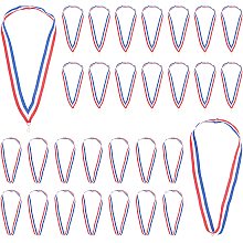 AHANDMAKER 30 Pcs Medal Award Neck Ribbons, 2 Style Red White Blue Durable Medal Ribbon Lanyards Strap with Iron Ring/Snap Clips for Competitions School Sports Meeting Party Games Relay Races, 16 Inch