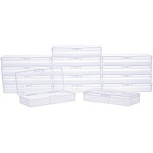 SUPERFINDINGS About 15pcs White Rectangle Transparent Plastic Bead Containers with Hinged Lids Flip Cover for Beads, Jewelry, Earplugs, Pills and More Small Items, 3.98x1.78x0.71 Inches