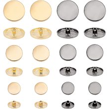 CHGCRAFT 48pcs 6 Styles Metal Shank Buttons 1-Hole Flat Round Button Golden Silver-Black Button Set for Fabrics Crafts DIY Projects 15mm 20mm 25mm