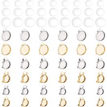 DICOSMETIC 36 Sets Clip-on Earring Trays with Cabochons Half Round Blank Clip-on Earring Converters Flat Round Blank Tray Studs Non-Pierced Earring Studs for DIY Earring Making Crafting