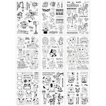 GLOBLELAND 9PCS Animal Clear Stamps Transparent Silicone Stamp Bird Panda Rabbit Elephant Lion for Card Making Decoration and DIY Scrapbooking