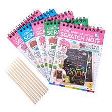 NBEADS 5 Sets Scratch Paper Art Kit, 50 Sheets Rainbow Scratch Paper + 3 Pcs Bamboo Stylus – Create Colorful Rainbow Cards, Bookmarks, Notes, Pictures & Other Art Without Ink