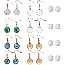 SUNNYCLUE 1 Box DIY 20 Pairs Cabochon Earrings Making Kit 40pcs Earring Bezel Earring Settings with 40pcs 12mm Clear Glass Cabochons, Earring Hooks(Dangle Earrings, Gold & Silver)