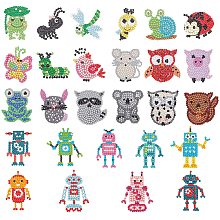 SUNNYCLUE 5D Diamond Painting Stickers Kit Animal & Robot Diamond Art Painting Stickers DIY Handmade Paint by Numbers Diamonds Decorative for Adult Beginners