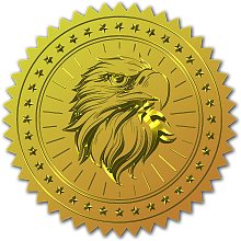 CRASPIRE 100pcs Gold Foil Certificate Seals Eagle Embossed Gold Certificate Seals 2" Round Self Adhesive Embossed Stickers for Invitations Graduation Monogram Seals