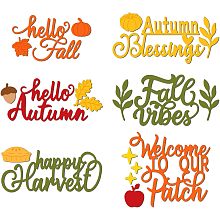 GLOBLELAND Autumn Text Cutting Dies Pumpkin Maple Leaf Carbon Steel Cut Die Plant Embossing Stencils Template for Decorative Embossing Paper Card DIY Scrapbooking Album Craft