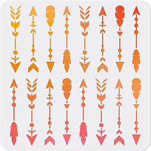 16 Arrows Stencil Feather Arrow Stencil Directional Arrow Sign 11.8×11.8inch Reusable DIY Arrows Template for Farmhouse Furniture Wood Sign Walls and Crafts