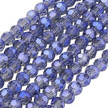 NBEADS 10 Strands 100pcs/strand Faceted Round Blue Glass Beads Strands with 3mm in diameter, Hole: 1mm,about 100pcs/strand