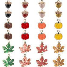 SUNNYCLUE 1 Box 24pcs Fall Charms Bulk Maple Leaf Charm Alloy Enamel Autumn Charms Thanksgiving Leaves Pumpkin Nut Charm for Jewelry Making Charms Holiday DIY Earring Bracelet Necklace Women Adults