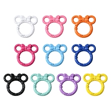 Honeyhandy 10Pcs Spray Painted Alloy Spring Gate Rings, Rings with Bowknot, Mixed Color, 35x37.5x7mm, Hole: 7mm, inner diameter: 19mm