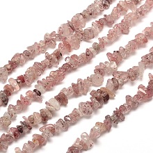 Honeyhandy Natural Strawberry Quartz Chip Bead Strands, 5~8x5~8mm, Hole: 1mm, about 31.5 inch