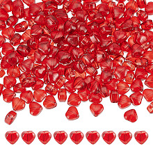 ARRICRAFT 200Pcs Imitation Jade Glass Beads, Heart, Dark Red, 6x6x4mm, Hole: 0.7mm