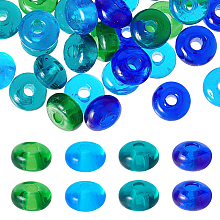 Nbeads 48Pcs 4 Colors Transparent Glass Beads, Abacus, Mixed Color, 8x5mm, Hole: 2mm, 12Pcs/color