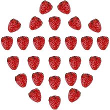 PandaHall Elite 30pcs Strawberry Beads, 3D Fruit Beads Lampwork Glass Beads Spacer Loose Beads Red Cute Charms Imitation Strawberry Pendants for Jewelry Bracelet Making DIY Crafts