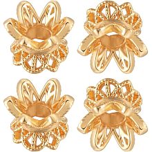 Beebeecraft 1 Box 30Pcs Double Sided Spacer Beads 18K Gold Plated Brass Flower Beads Caps for Bracelet Jewelry Making