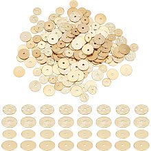 NBEADS 200Pcs 2 Styles Brass Heishi Beads, 6/8mm Brass Spacer Beads Smooth-Surfaced Disc Beads Texture-Surfaced Flat Round Disc Brass Loose Beads for Jewelry Making DIY Craft, Hole:1.2mm