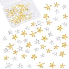 OLYCRAFT 180pcs Starfish Resin Fillers Metal Nail Charms Textured Brass Resin Supplies Golden Resin Accessories Silver Resin Filling Charms for Resin Jewelry Making and Nail Arts Decoration