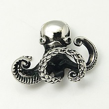 Honeyhandy 304 Stainless Steel Pendant, Octopus, Antique Silver, 32x38x17mm, Hole: 5mm