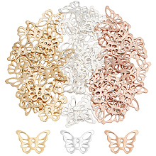 DICOSMETIC 60Pcs 3 Colors Butterfly Pendants Stainless Steel Cute Butterfly Charms Insect Pendants Animal Pendants Open Back Frame Charms for DIY Bracelet Necklace Earrings Making