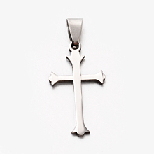 Honeyhandy Cool Boy 201 Stainless Steel Cross Pendants, Stainless Steel Color, 33x18x1.5mm, Hole: 3x9mm