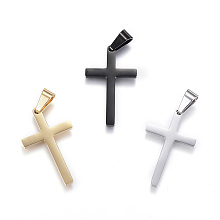 Honeyhandy 304 Stainless Steel Pendants, Cross, Mixed Color, 32x20x3mm, Hole: 4mm