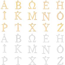 UNICRAFTALE 30pcs 15 Styles 2 Colors Metal Letter Charms,304 Stainless Steel Pendants and Greek Alphabet Charms for Bracelets, Necklaces and Earrings Making Craft