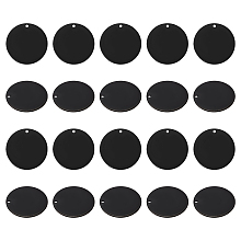 Unicraftale 304 Stainless Steel Pendants, Blank Stamping Tag, Flat Round, Electrophoresis Black, 25x1mm, Hole: 1.4mm, 20pcs/box