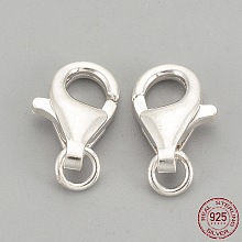 Honeyhandy 925 Sterling Silver Lobster Claw Clasps, with 925 Stamp, Silver, 11x7x3mm, Hole: 2.5mm