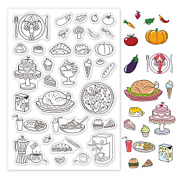 GLOBLELAND Food Silicone Clear Stamps Coffee Cake Turkey Sushi Pasta Burger Pizza Transparent Stamps for Cards Making DIY Scrapbooking Photo Album Decoration Paper Craft