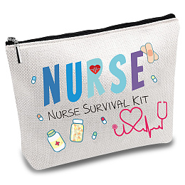 CREATCABIN Nurse Survival Kit Bag Cosmetic Multi-Purpose Makeup Bag Canvas Pen Case Toiletry Funny Travel Bag with Zipper School Supplies Gifts for Nursing Student Practitioner Gift 10 x 7 Inch