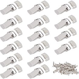 CHGCRAFT 16 Sets Iron Small Spring Toggle Lock Clasp Buckle Latch with 90 Pcs Stainless Steel Screws Small Latch Catches Hasps Clamps for Cabinet Cabinet Boxes Wooden Case Box Chest