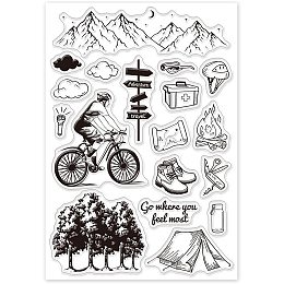 GLOBLELAND Cross Mountain Adventure Clear Stamps Transparent Silicone Stamp Seal for Card Making Decoration and DIY Scrapbooking