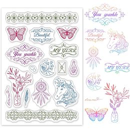 GLOBLELAND Dreamcatcher Clear Stamps Transparent Silicone Stamp Butterfly Vase Horse Lace for Card Making Decoration and DIY Scrapbooking