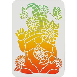 FINGERINSPIRE Sunflower Gnomes Stencils 11.7x8.3inch Seasonal Gnomes Stencils Sunflower Sunshine Patterns Template Seasonal Holiday Gnomes Stencils for Painting Wood Wall Furniture