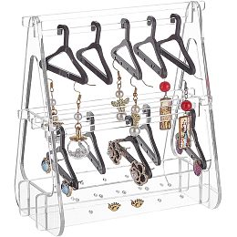 PandaHall Elite 60 Holes Earring Stand Earring Hanger Rack Acrylic Earring Hanger Rack with Mini Hangers 2 Tiers Earring Hanging Organizer for Selling Woman Earring Ear Stud Merchant Show