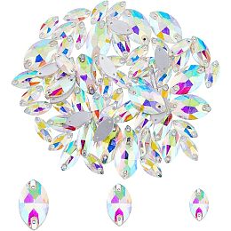 SUPERFINDINGS 85pcs 3 Styles Horse Eye Crystal Glass Rhinestones Sewing Rhinestones Flatback Stone with 2 Holes for Jewelry Making DIY Crafts Clothes Shoes Wedding Fishing Tool Decoration