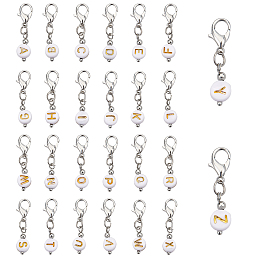 NBEADS 52 Pcs Letter A-Z Stitch Markers, Acrylic Bowknot Crochet Stitch Marker Charms Flat Round Removable Locking Stitch Marker for Knitting Weaving Sewing Accessories Jewelry Making, Gold Letter