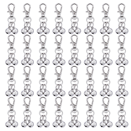 UNICRAFTALE 32Pcs 304 Stainless Steel Bell Charm Decorations with Alloy Swivel Lobster Claw Clasps Swivel Snap Hook Copper Safety Bell Necklace Charm Pet Pendant Stainless Steel Color Bell 13x10mm