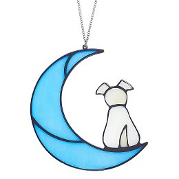 GORGECRAFT Dog and Moon Window Hanging Dog Suncatchers Hanging Ornament for Window Home Garden Decoration, Gifts for Dog Lover