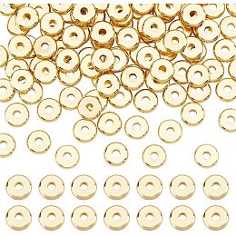 PandaHall Elite 150pcs 7mm Flat Disc Spacer Beads 18K Gold Brass Beads Rondelle Beads Heishi Beads Loose Beads Metal Spacers for Heishi Clay Beads Summer Stackable Necklace Bracelet Jewelry Making