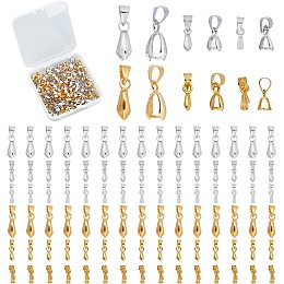 SUNNYCLUE 1 Box 120Pcs 5 Size Brass Pinch Bails Pendants Pinch Clip Bail Clasp Dangle Charm Bead Pendant Jewelry Making Connectors Bails for Necklace Dangle Charm DIY Craft Making, Mixed Color